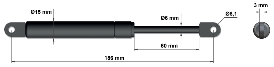 Gasdruckfedern für Küchenschränke - Modell 2a