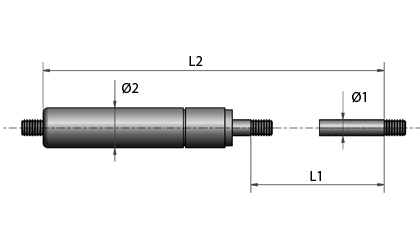 Gasdruckfeder Gasdruckdämpfer Gasfeder mit Gewinde schwarz Länge
