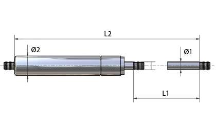 Technische Zeichnung - Gasdruckfedern | Edelstahl 316| FDA genehmigt