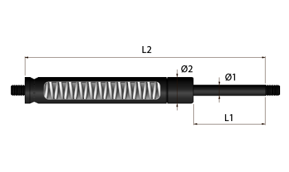 Technische Zeichnung - M-struts - Mechanische „Gasfeder“ Technische Zeichnung - M-struts - Mechanische „Gasfeder“