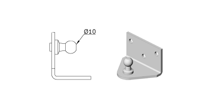 Technical drawing - Endfitting - Brackets ball Technical drawing - Endfitting - Brackets ball