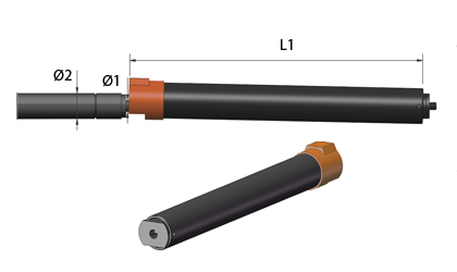 Gasdruckfeder 615mm / 250mm mit Augenaufnahme Schwarz (250 N